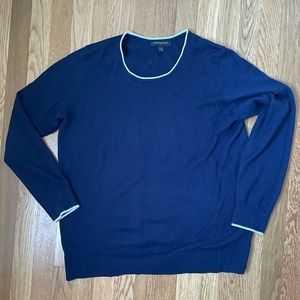 Banana Republic Silver Trimmed Navy Crew Neck Sweater Size XL